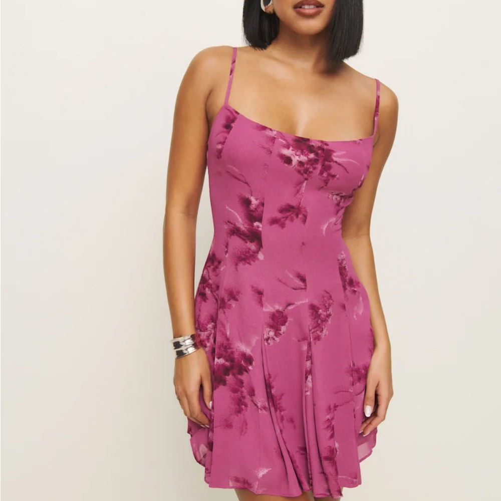 Reformation Pink Floral Annalise Mini Dress